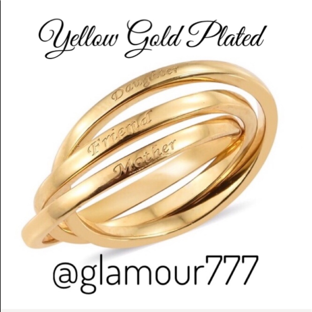 18K YELLOW GOLD PLATED BRASS ENGRAVED RING